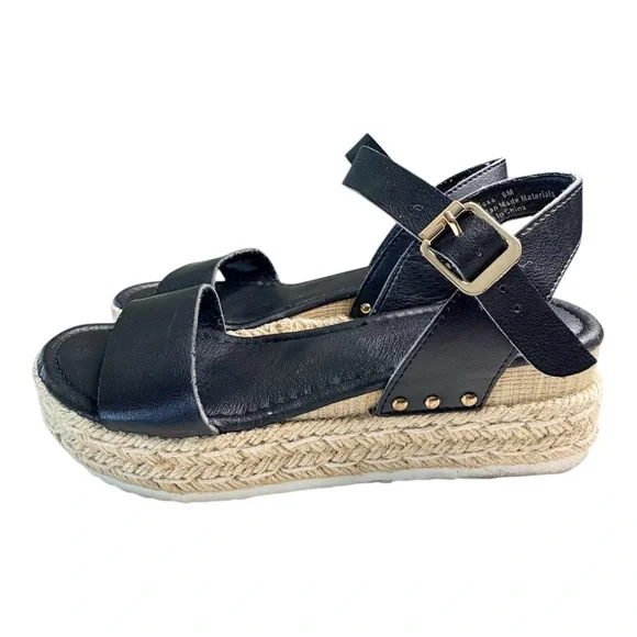 Melissa Women’s Black Platform Wedge Espadrilles Sandal - Picture 2 of 5